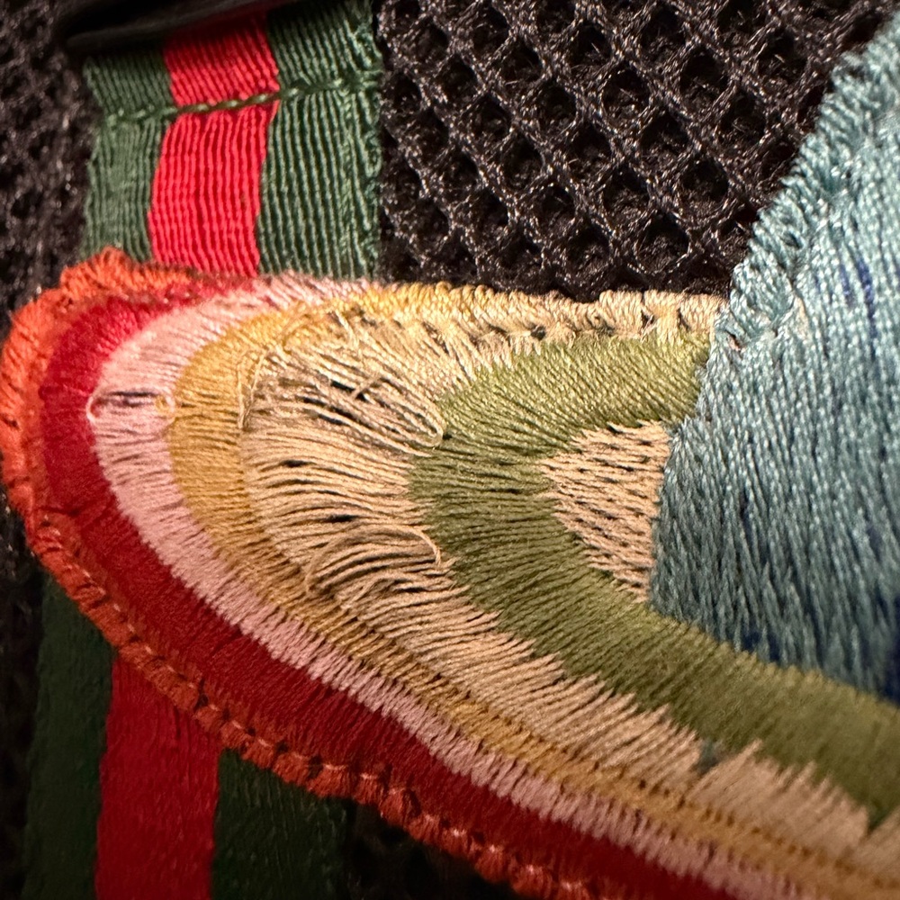 Gucci Hollywood Black Backpack with Multicolor Embroidery Mesh Mix Material - Picture 13 of 15